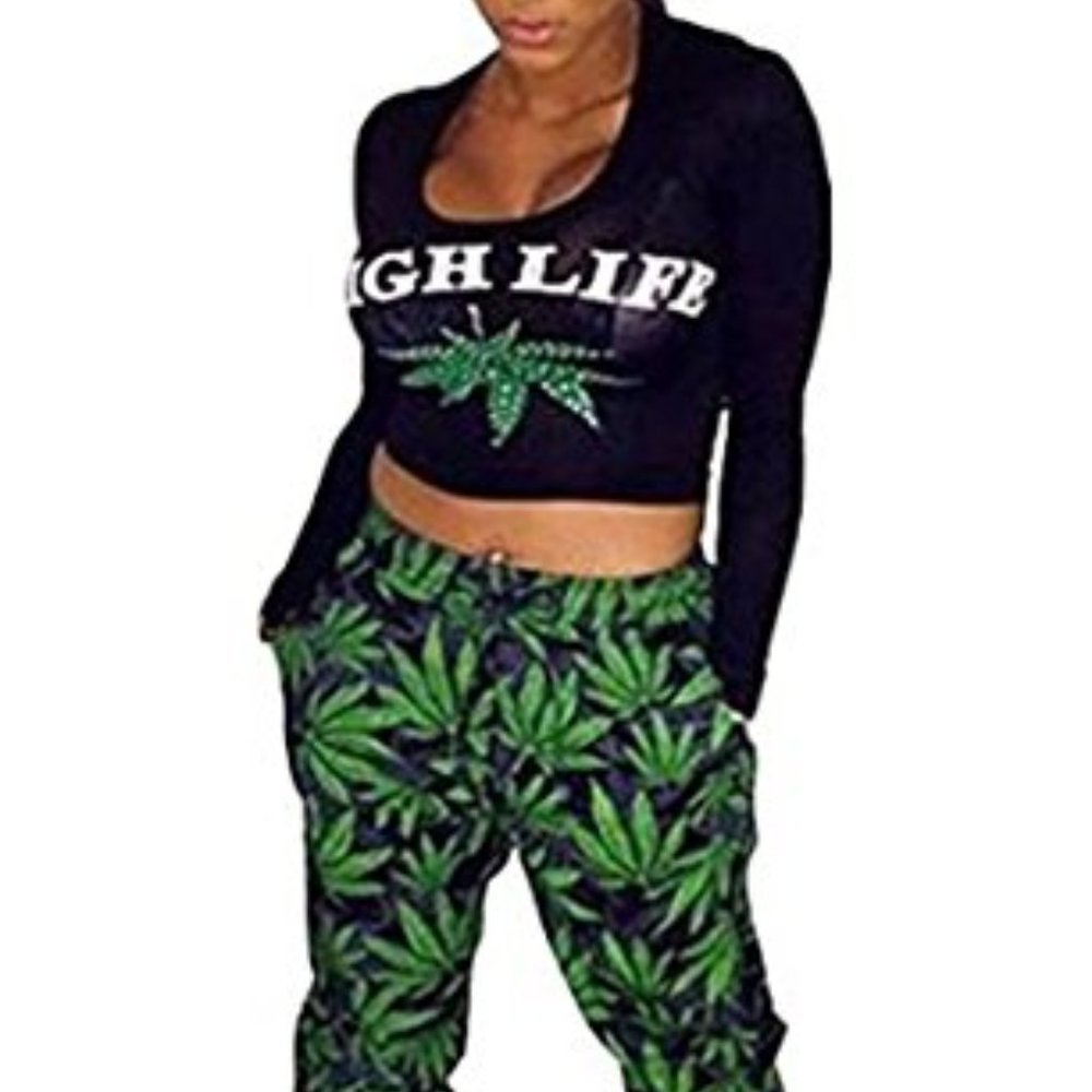 high life mary jane weed leaf crop top size medium
